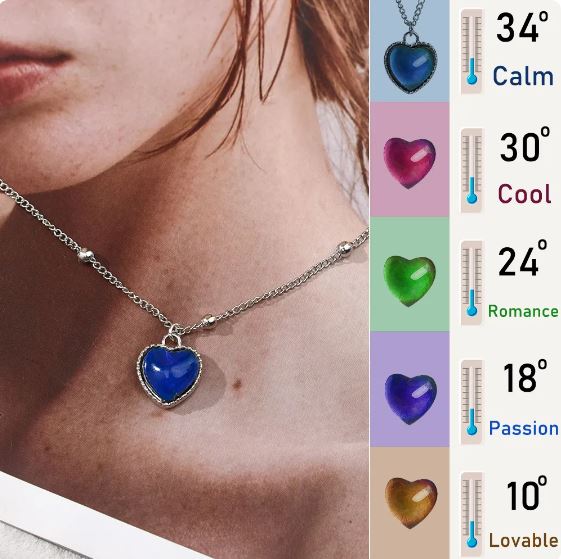 Collar de corazón de sentimientos que cambia de color  + Cajita de Regalo